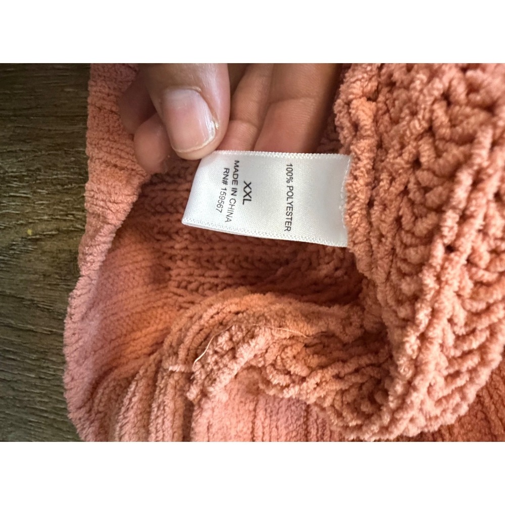 Willow Moon XXL Chenille Cable Knit Fringe Sweater Terracotta Pink Boho Pullover - Picture 8 of 9